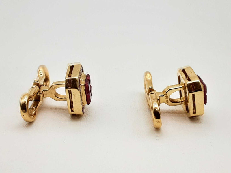 0.15 Ctw Diamonds 18k Yellow Gold Rubies 5.6g Cuff Links Do0125wxzde