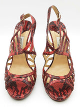 Jimmy Choo Red Python Printed Snakeskin Leather Heels Size Eu 40 Do0826lxzde