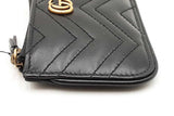 Gucci Black Calfskin Matelasse Gg Marmont Zip Key Pouch Wallet Eb0925oxzdu