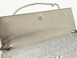 Judith Leiber Silver Satin Crystal Embellished Chain Clutch Do0225oxzde