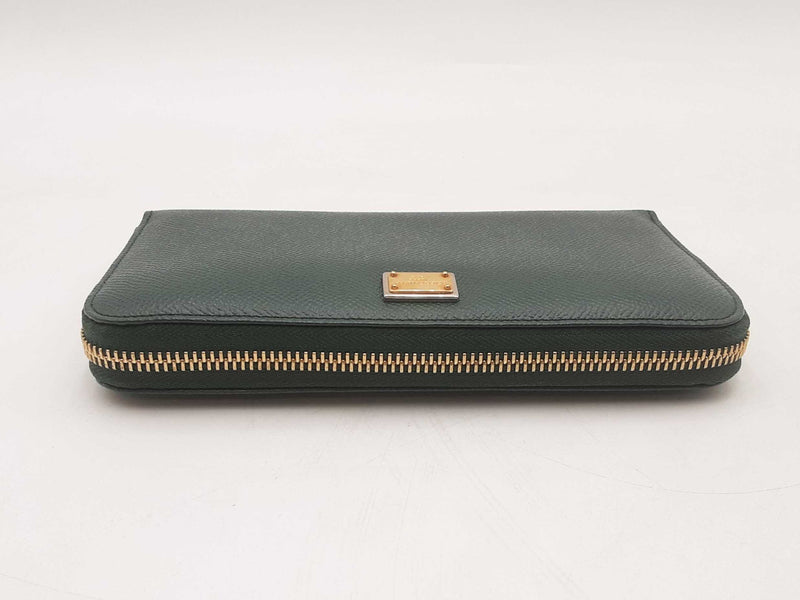 Dolce & Gabbana Leather Zip Around Green Wallet Sd0725lrzsa