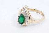 Green Gemstone & Diamond Ring In 10k Yellow Gold 3 Grams Size 7.25 Eb0924ixsa