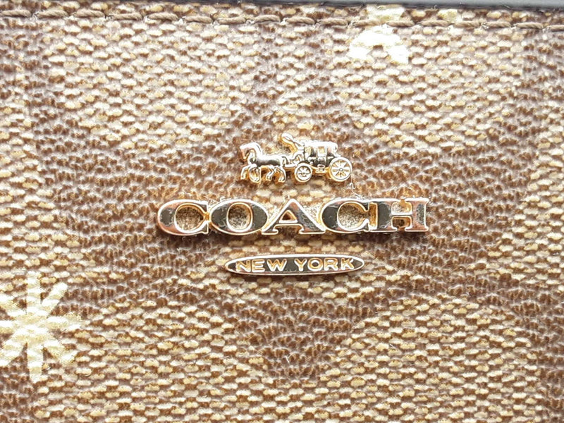 Coach Snow Brown Signature Coated Canvas Thin Snap Wallet Do0125lxde