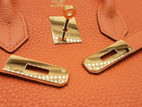 Hermes Birkin 35 Orange Clemence Gold Hardware Handbag Do0824erxzde