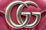 Gucci Gg Chevron Quilted Red Leather Marmont Shoulder Bag Eb1026wxzsa