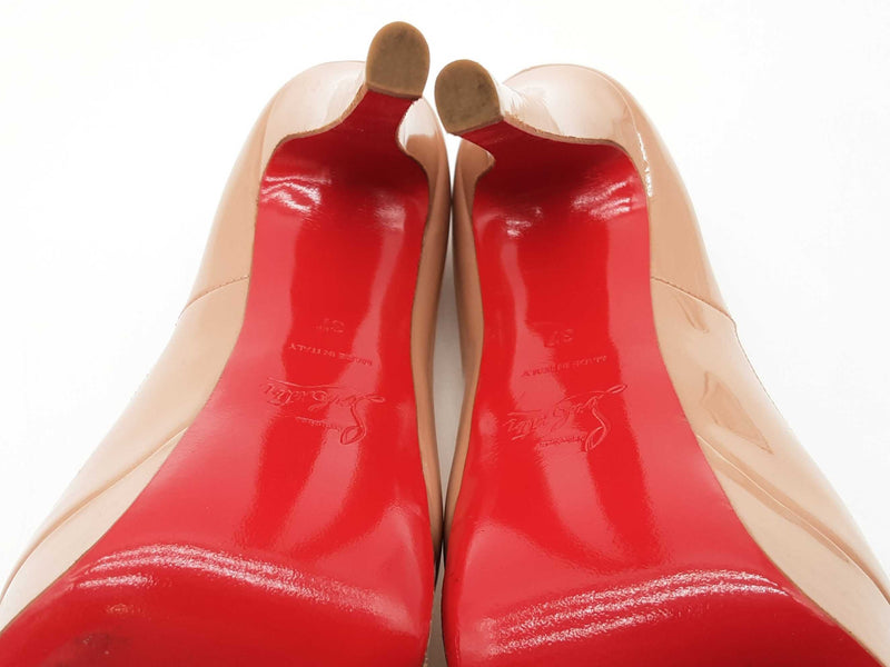 Christian Louboutin Lady Peep Nude Patent Leather Heels Size Eu 37 Do0625lrxde