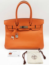 Hermes Birkin 30 Orange Epsom Palladium Handbag Do0325lxzxzde