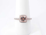 Morganite & Diamond Halo Engagement Ring In 10k Rose Gold 2.6 Grams Size 8.25 Fw0426lcrdu