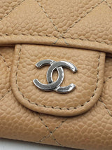 Chanel Classic Flap Card Holder In Beige Quilted Caviar Leather Fw0925wzxdu