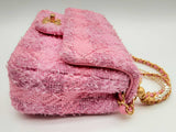 Chanel Flap Pink Quilted Tweed Pearl Twist Crossbody Bag Do1024wxzxde