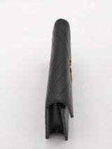 Yves Saint Laurent Cassandre Envelope Black Leather Chain Wallet Eb1026rxzsa