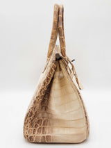 Hermes Birkin 30 Himalayan Beige Niloticus Croc Palladium Handbag Do1025crxzxde