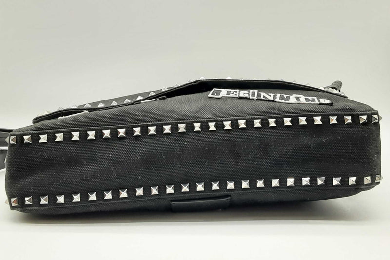 Valentino Garavani Punk Poem Black Nylon Canvas Messenger Bag Lh0224pxzde