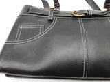 Christian Dior Black Leather Jeans Pocket Shoulder Tote Bag Do0525oxzde