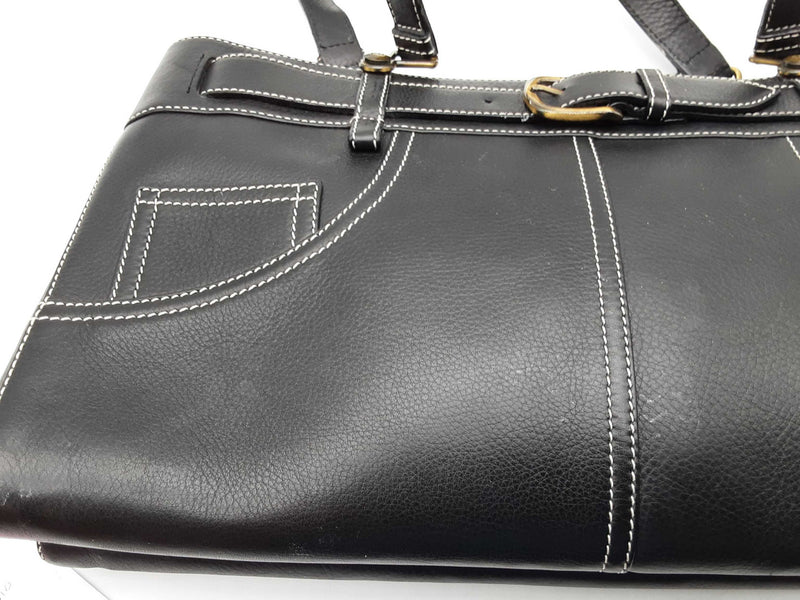 Christian Dior Black Leather Jeans Pocket Shoulder Tote Bag Do0525oxzde