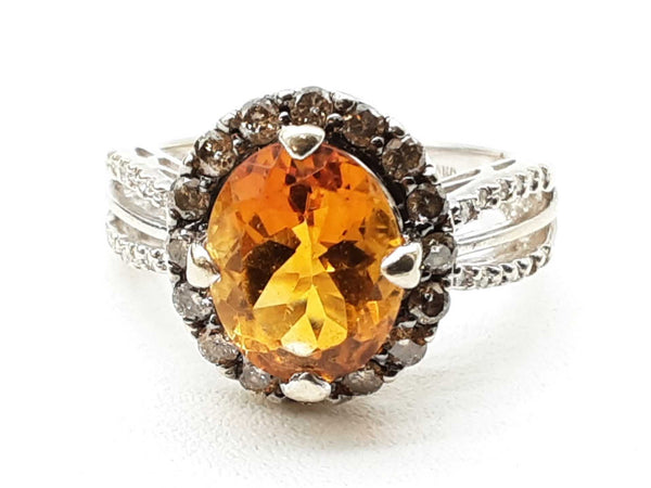 Approx 2.0 Synthetic Citrine 14k White Gold 4.2g Ring Size 6 Do0824lcrde