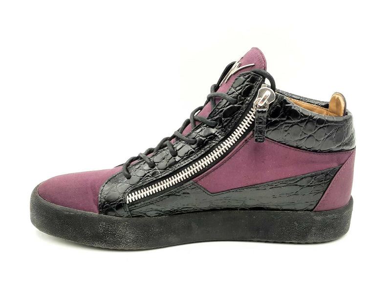 Giuseppe Zanotti Purple Satin & Black High Top Sneakers Size 46 Fw1024ersa