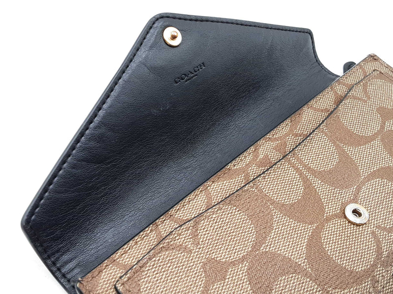 Coach Slim Envelope Wallet In Signature Coated Canvas & Black Leather Fw0925wzdu