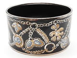 Hermes Black Tresors Retrouves Enamel Metal 125.0g Bangle Bracelet 8.25 In Do0525pxzde