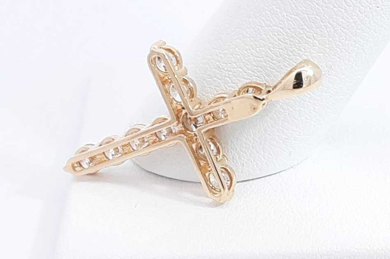 Approx. 1.1ctw Diamond Cross Pendant In 14k Yellow Gold 2 Grams Eb0824oxzsa