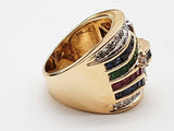 Sapphire Rubies Emeralds Diamonds 14k Yellow Gold 14.0g Ring Size 7 Do0626crxde