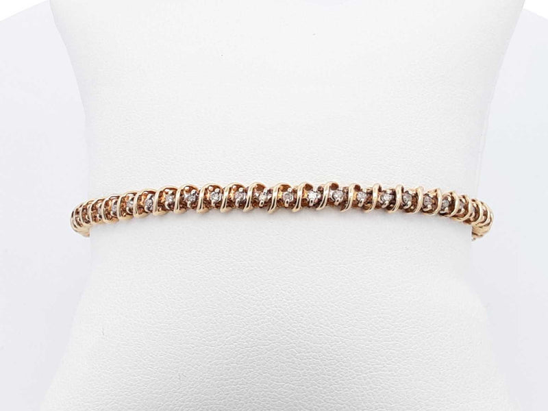 0.58 Cttw Diamond & 10k Yellow Gold Tennis Bracelet 10 Grams 7 Inch Fw1124cxzdu