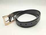 Versace Black Leather Belt With Gold-tone Greca Accent Buckle Fw1224rxsa