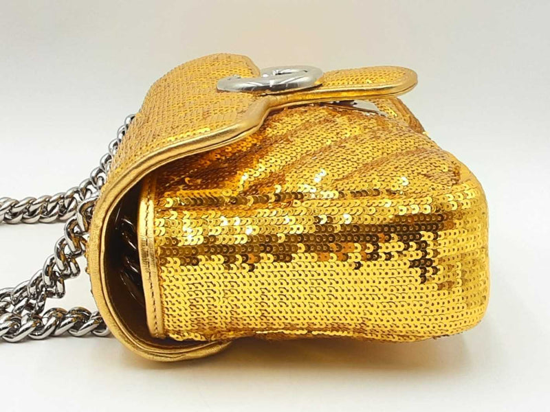 Gucci Gg Marmont Gold Sequin Chain Shoulder Bag Fw1224cxzdu