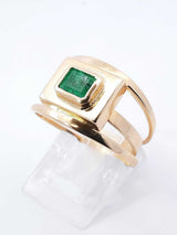 0.50 Cttw Bezel-set Emerald 14k Yellow Gold Multi Band Ring 4.4 Grams Size 6.75 Fw1225ozxdu