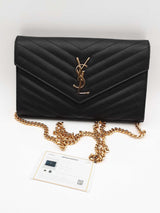 Yves Saint Laurent Matelasse Chevron Quilted Wallet With Chain Eb0726orxsa