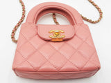 Chanel Mini Nano Shopper Bag In Shiny Coral Pink Aged Calfskin Fw1026lexzdu