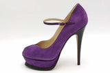 Yves Saint Laurent Tribute Mary Janes Purple Suede Pumps Size 37.5 Eb0926crsa