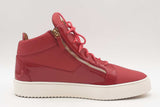 Giuseppe Zanotti Kriss Red Leather Dual Zip Sneakers Size 48 Eb0825lrxsa