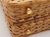 Gucci Sylvie Green Leather Tan Wicker Handbag Do0225exzde