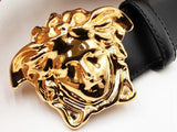 Versace Medusa Gold-tone Buckle With Black Leather Belt Size 90|36 Fw0825crdu