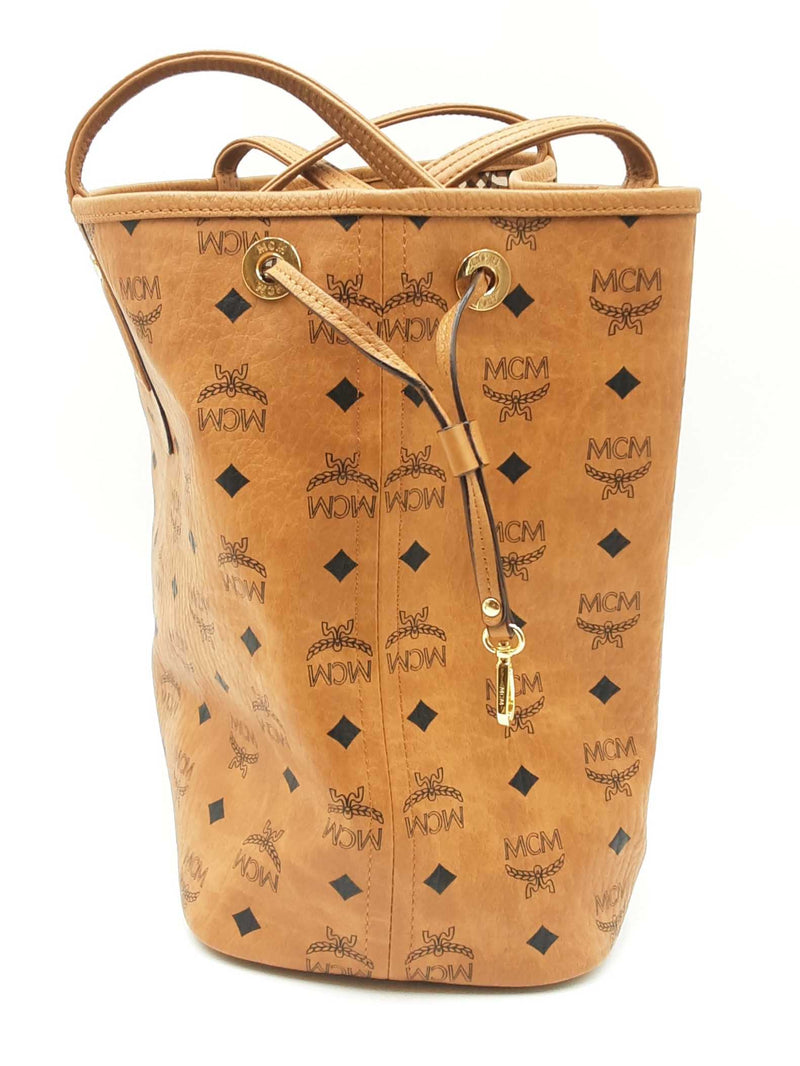 Mcm Visetos Cognac Large Liz Reversible Shopper Tote Sd0326orzdu