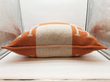 Hermes Avalon 70 Potiron Orange Ecru Beige Wool Large Throw Pillow Do0326rorde