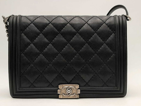 Chanel Large Boy Bag Lambskin Black Handbag Aa0125ooxzsa