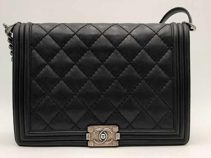Chanel Large Boy Bag Lambskin Black Handbag Aa0125ooxzsa