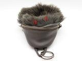 Fendi Monster Gray Leather Faux Fur Mini Backpack Pouch Bag Charm Do0925lrxde