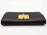Tom Ford Natalia Turnlock Black Leather Continental Wallet Clutch Do0126orxde