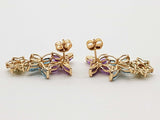 Synthetic Multicolored Stones 10k Yellow Gold 3.8g Butterfly Dangle Stud Earrings Do0425lwxde