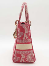 Christian Dior Lady D-lite Pink & White Embroidered Top Handle Bag Eb1225oxxzde