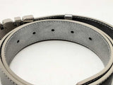 Christian Dior Metallic Silver Leather Belt With Silver Tone Buckle Eb0225lixsa