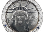 1998 Liberty Platinum Coin Pendant Set In 14k Gold Diamond Bezel Eb0126opxzsa