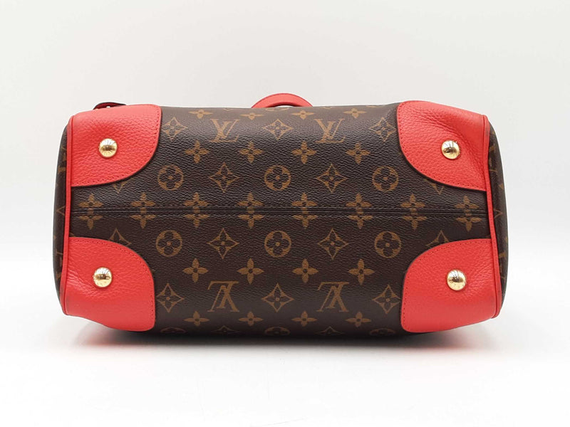 Louis Vuitton Retiro Handbag In Monogram Coated Canvas & Red Leather Fw0625wzxdu