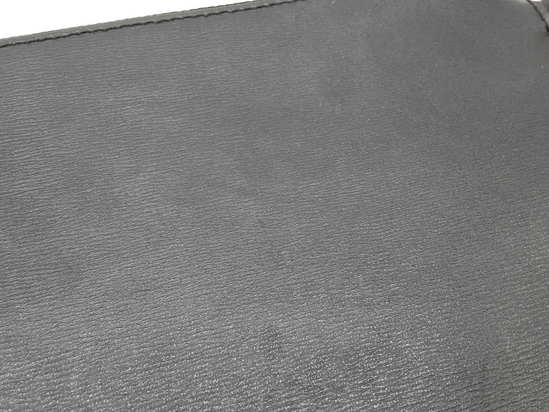 Salvatore Ferragamo Black Leather Zip Flat Pouch Wristlet Clutch Do0525lorde