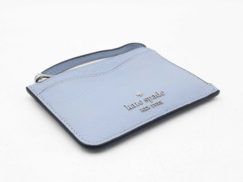 Kate Spade Leila Card Holder Wristlet Wallet In Blue Pebbled Leather Fw0925ozdu