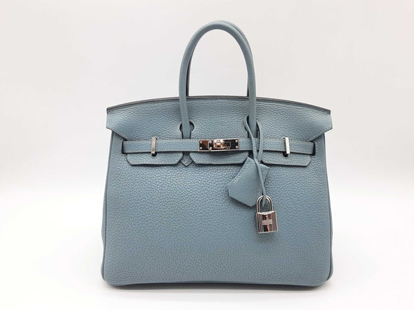 Hermes Birkin 25 Bleu Ciel Blue Togo Palladium Hardware Handbag Do1123lerxzde