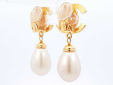 1996 Chanel Gold-tone, Crystal & Faux Pearl Cc Clip-on Earrings  Fw1225irxdu